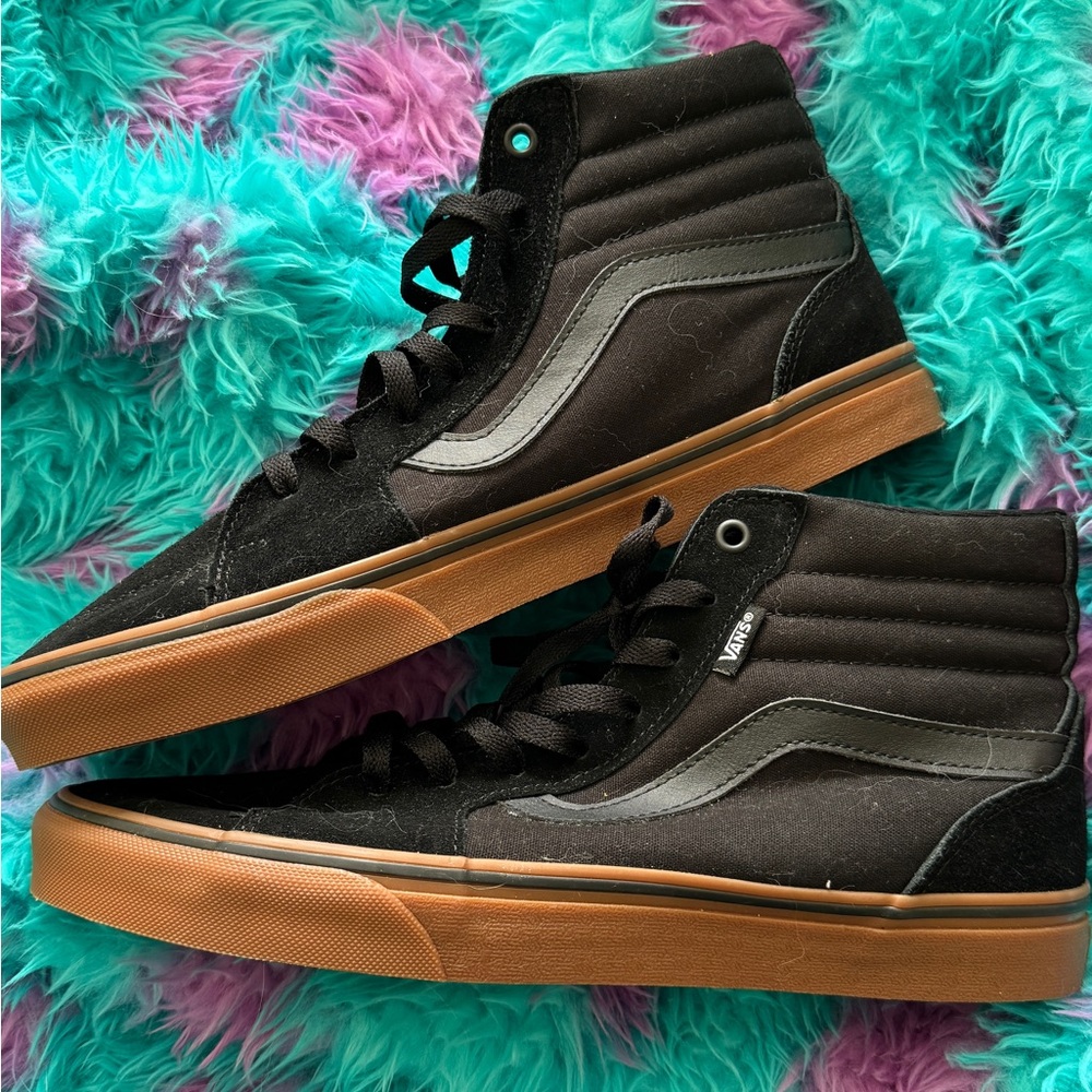 Vans Black and Brown High-Top Sneakers